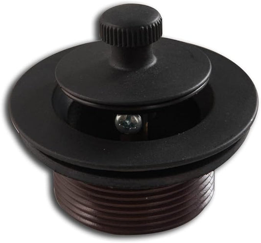 Lift and Turn Bathtub Drain Stopper with ABS Plastic Bushing, Fits in 1-1/2 Inch or 1-3/8 Inch Inner Bathtub Shoe, Easy to Install, Matte Black