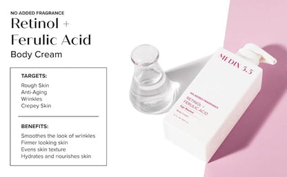 MEDIX Fragrance Free Retinol Face Moisturizer & Body Lotion Crepey Skin Care Treatment | Anti Aging Firming Retinol Cream For Face Targets Loose Crepe Skin, Wrinkles, & Fine Lines, 15 Fl Oz