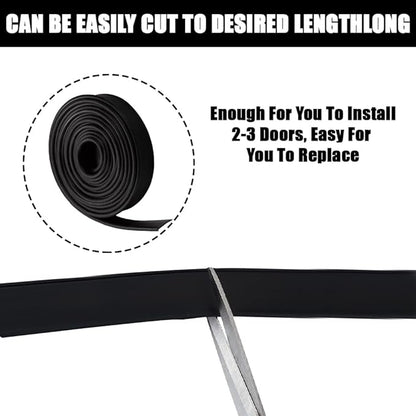Shower Bottom Waterproof Door Rubber Sweep Trim Black Seal for Home Bathroom, 108 x 13/16 x 5/32 Inch Tee Insert Shape
