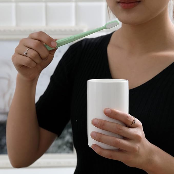 Ceramic mouthwash cup, simple home bathroom wash and brush rack, milk and yogurt breakfast cups. (White-A)