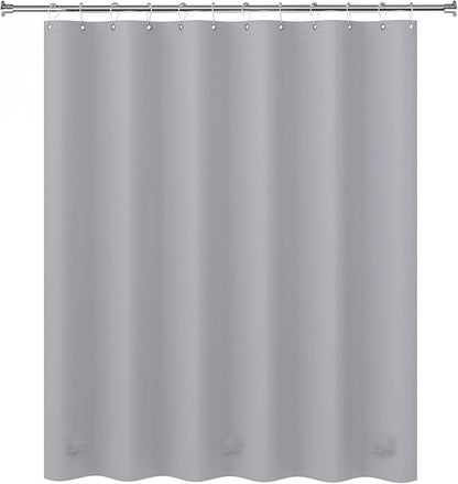 AmazerBath Grey Shower Curtain Plastic, Thick PEVA Shower Curtain Grey, Heavy Duty Shower Curtains for Bathroom, Waterproof Shower Curtain 72x72 with 3 Big Weighted Stones and 12 Rustproof Grommets