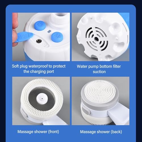 SUNGOOYUE Portable Camping Shower with 4000mAh Battery USB Rechargeable Waterproof Pump 60min Runtime Outdoor Shower for Hiking Beach RV