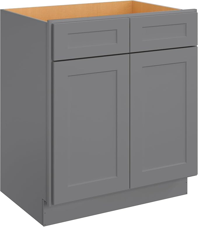 ROOMTEC Bathroom Cabinet, 30'' Free Standing Single Bathroom Vanity with 2 False Drawers and 2 Doors,Morden Bathroom Sink Vanity Storage Cabinet, Shaker Gray
