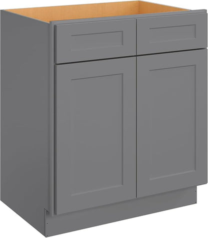 ROOMTEC Bathroom Cabinet, 30'' Free Standing Single Bathroom Vanity with 2 False Drawers and 2 Doors,Morden Bathroom Sink Vanity Storage Cabinet, Shaker Gray