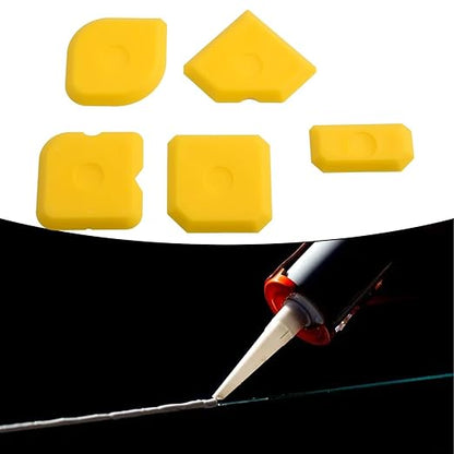 5pcs Portable Yellow Silicone Caulking Kit Multi Edge Sealant Applicator Tool Smoother Mastic Tool for Kitchens Bathrooms