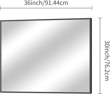 BONEWEI Bathroom Mirror,30x36 inch Wall Mirror for Bathroom Wall Mounted Black Rectangle Square Corner Mirrors, Black Bathroom Mirror for Living Room, Farmhouse, Bedroom Entryway, Horizontal/Vertical