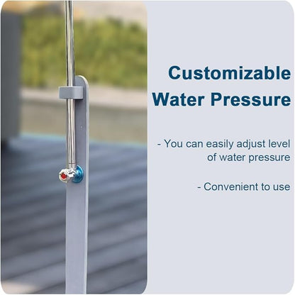 Outdoor Pool Shower Kit Portable Wood Outdoor Garden Pool Shower with Chassis Board for Outdoor Backyard Poolside Beach Spa,Gray