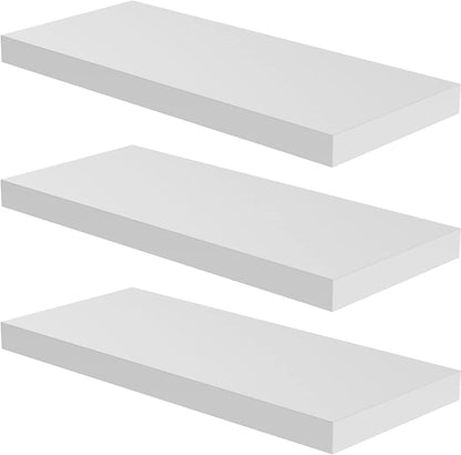 Floating Shelf, Set of 3 Wall Shelf, 30 in W x 12.75 in D x 2 in H Wooden Floating Wall Shelf with Invisible Brackets for Living Room/Bedroom/Bathroom/Kitchen Storage and Decor, White