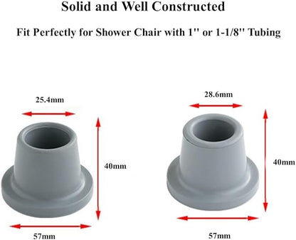Shower Chair Tips Replacement Heavy Duty 4 Pack, Gray, Inner ID 1'' Rubber Tips for Bath Chair, Shower Stool and Tub Transfer Bench, Non Slip Leg Tips Rubber Feet (1'' (4 Pack))
