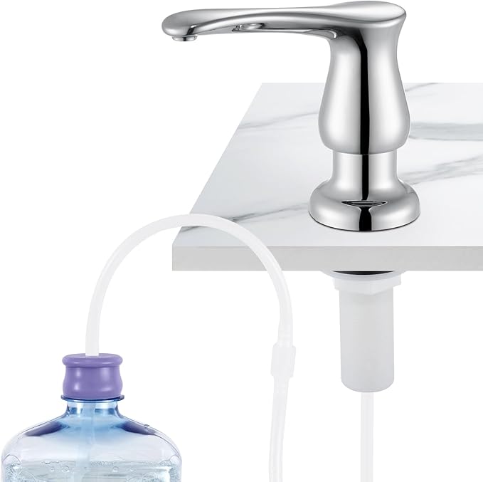 GAGALIFE Kitchen Sink Soap Dispenser Chrome, Under Sink Soap Dispenser with 40" Silicone Extension Tube Kit,Say Goodbye to Frequent Refills