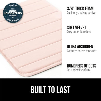 GORILLA GRIP Memory Foam Bath Mat, Soft Absorbent US Designed Bathroom Rug, Gripping Dots Machine Washable Bathmat, Cushioned Floor Mats, Shower Sink Rugs Room Décor Accessories, 36x24 Pink