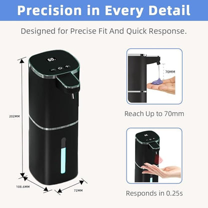 Automatic Liquid Soap Dispenser, 9 Adjustable Levels, 380ml/12.8oz, Auto Touchless Hand Soap or Dish Soap Dispenser,USB Rechargeable Dispenser,Wall Mount or Tabletop Use for Bathroom Kitchen Sink