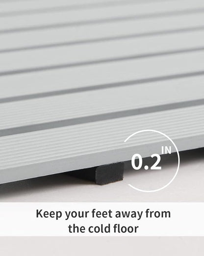 PADOOR Shower-Mat Non Slip, Heavy Duty Bathtub-Mat Curlable Quick Drain Sturdy Bath Tub Mat Without Suction Cups for Indoor Outdoor Use 17x36 Inch Grey