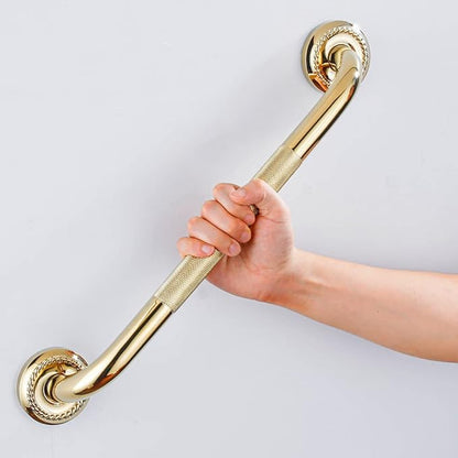 Textured Shower Grab Bar, 18-Inch Bathroom Support Rails, Stylish Anti-Slip Safety Armrest Hand Rail, Polished Gold Finish, Good for Senior, Kids, Elderly