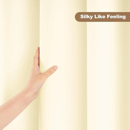 UFRIDAY Stall Shower Curtain Liner Long 48 x 78 inch, Beige Shower Liner with 3 Large Magnets, Narrow Cloth Bathroom Curtain Extra Long for Single Stall