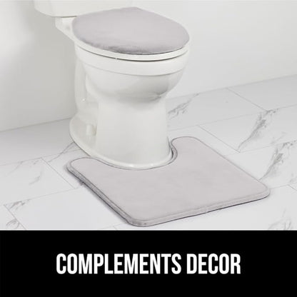 GORILLA GRIP Thick Memory Foam Toilet Rug for Bathroom, Square Shaped Washable, Absorbent Velvet Topside Floor Mats, Machine Wash, Cushioned Luxury Rugs for Bath Room, 22.5 x 19.5 Soft Gray