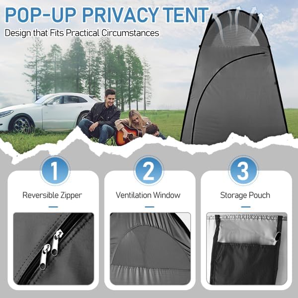 4x4ft Pop Up Privacy Shower Tent with Top Window, 3.6lbs Liightweight Dressing Room, Portable Toilet Stall with Carry Bag for Camping, Beach, Outdoors (Green)