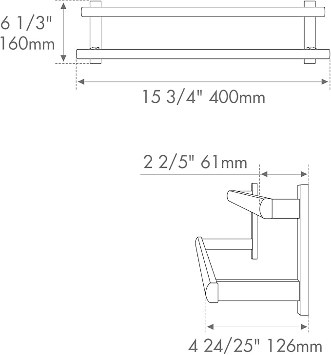 BAGNOLUX Double Towel Bar, SUS304 Towel Racks for Bathroom Wall Mounted 2-Tiers Ladder Towel Rails, Space Saving Bathroom Towel Holder Shelves Rack, Long Towel Hanger (16"-Square-Matte Black)