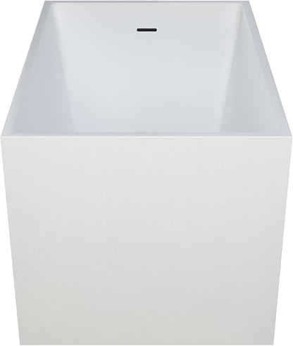 39" Acrylic Freestanding Bathtubs, Stand Alone Tub, Japanese Soaking Tub for Bathroom, Integrated Overflow and Drain, cUPC Certified, Gloss White