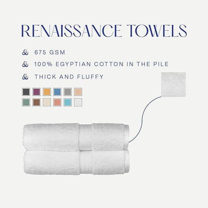 Christy Renaissance 6 Piece Towel Set | White | 100% Egyptian Cotton | Luxuriously Soft and Super Absorbent | 675 GSM | 2 Bath Towels 2 Hand Towels 2 Face Cloths