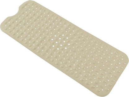 Anti-Slip Bathtub Shower mat, 39.3×15.7 inch（Approximately 100 × 40cm） Soft Oversized Machine Washable Non-Slip Bathtub mat with Drainage Holes, Bathroom Floor Suction Cup.（1-Opaque Khaki）