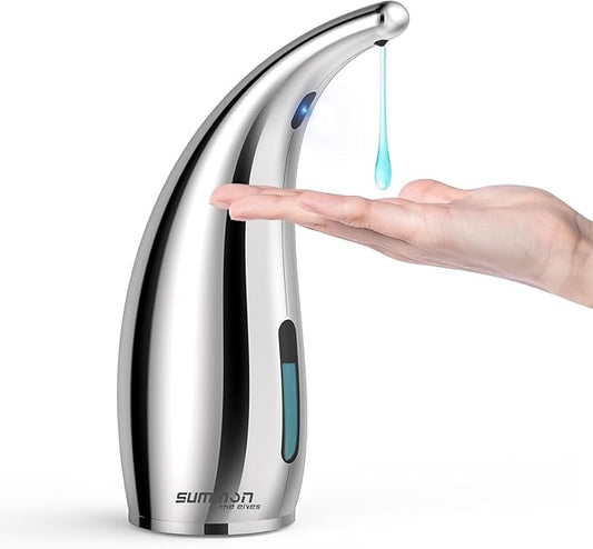 Automatic Liquid Soap Dispenser,300ML Touchless 4 Gear Adjustable,Countertop Electric Battery Operated Hand Soap Dispenser with Sensor for Bathroom,Kitchen,Office（Silver）