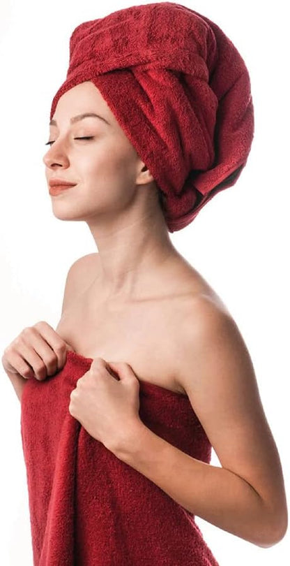 Hencely Luxury Hand Towel - Set of 2 (16x28 Inches) - Soft Turkish Cotton, Absorbent, Quick-Drying Face, Body, Kitchen, and Bathroom Towel (Hand Towels 2 Pack, Red)