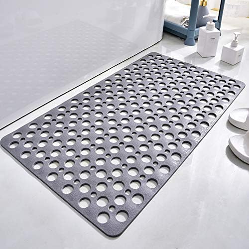 Casa and Beyond Shower Mat,Non Slip Bath Mat and Shower Mat with Suction Cups and Drain Holes,Bathroom Mat Easy to Clean Soft Machine Washable,Bathtub Mat Easy Dry&Cut (Gray,17" x 30"(Rectangular))