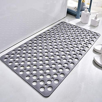 Casa and Beyond Shower Mat,Non Slip Bath Mat and Shower Mat with Suction Cups and Drain Holes,Bathroom Mat Easy to Clean Soft Machine Washable,Bathtub Mat Easy Dry&Cut (Gray,17" x 30"(Rectangular))