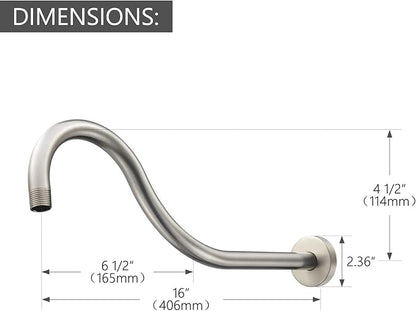 High-end Wall Mounted Extention Shower Arm for RP61273-SS 1/2 inch Threaded Male Outlet, Made of Solid Brass, Modern Style, Brilliance Stainless Finish