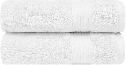 Ample Decor Hand Towels for Bathroom 18 X 28 Inch 600 GSM 100% Cotton, Soft Absorbent - Set of 2 - Christmas White