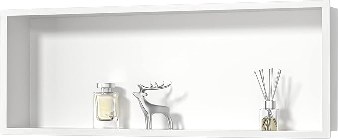 Stainless Steel Shower Niche 36" X 12" White No Tile Needed Niche Shower Recessed Wall Niches for Bathroom Storage Over Mount Installation