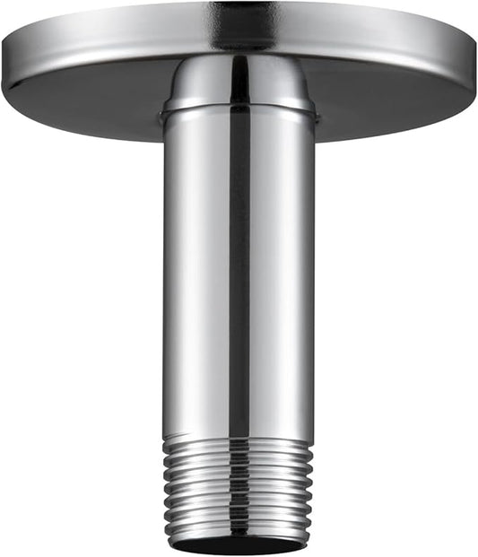 OFFO Shower Arm with Flange, 3 in Ceiling Mount Replacement Rain Shower Head Straight Arm Ceiling-Mounted For Fixed Shower Head & High Pressure Rain, Chrome