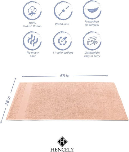 Hencely Premium Bath Towel Set of 4-28x58 Inches - High Absorbency, Quick Drying - 100% Soft Turkish Cotton Towels - Ideal for Home, Bathroom, Hotel, Spa, and Gym - Peach
