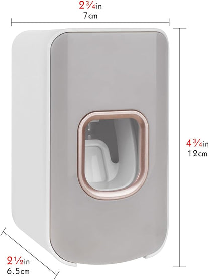 2 Slot Toothbrush Holder and Toothpaste Dispenser Wall Mounted, Automatic Toothpaste Squeezer, 2 in 1 Tooth Brush Toothpaste Organizer for Shower (Light Grey)