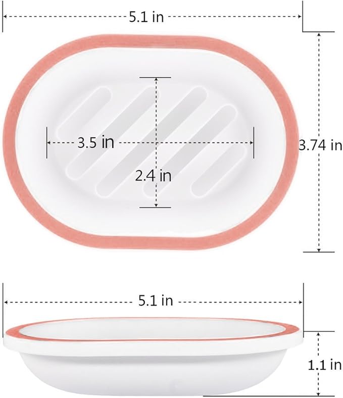 Topsky 2-Pack Oval Soap Dish, Soap Holder, Soap Saver, Easy Cleaning, Pink