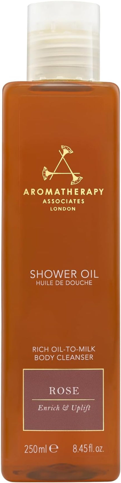 Aromatherapy Associates Rose Shower Oil. Soothing Blend of Rose, Geranium and Palmarosa Essential Oils to Cleanse, Nourish and Moisturize (8.45 fl oz)