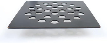 4-1/4 Inch Screw-in Square Floor Drain Cover Replacement Shower Grates with Screws (Oil Rubbed Bronze)
