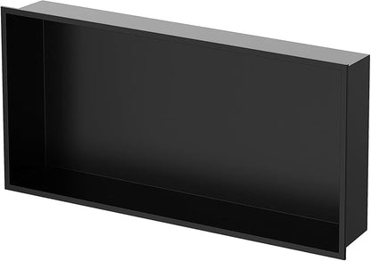 Homevacious 24" X 12" X 4" Stainless Steel Shower Niche No Tile Needed Matte Black Bathroom Shelf Rimless Recessed Wall Niche for Bathroom Storage