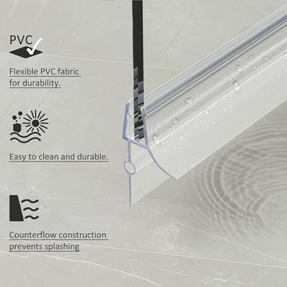 Frameless Shower Door Bottom Seal, 2 Pcs Shower Door Seal Strip for 5/16 Inch Glass Shower Door Sweep, Stop Shower Leaks and Create a Water Barrier 31.5" Long Sweep