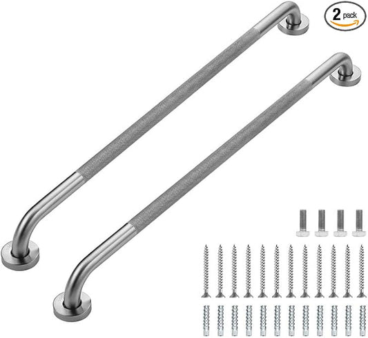 Grab Bars for Shower, 2 Pack 32-Inch Anti Slip Shower Handles for Elderly, Safety Shower Grab Bar, Stainless Steel Handicap Grab Bars for Bathroom,Toilet (Brushed Nickel, 1" Diameter)