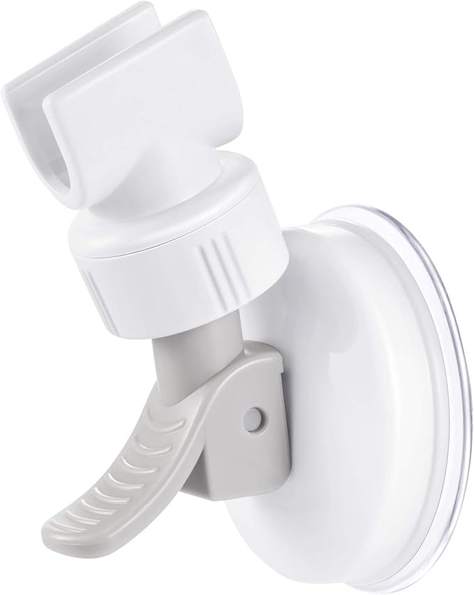 Zhehao Adjustable Shower Head Holder, Removable Suction Cup Shower Head Holder, No Drill Wall Mounted Suction Bracket with Chrome Polished for Marble Glass Metal Ceramic(1,Grey Wrench)
