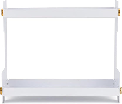 FFK 2 Tier Bathroom Countertop Organizer, SUS 304 Stainless Steel Storage Shelf for Cosmetic Organizer, Ideal for Cabinet, Countertop, Pantry, and Desktop, Office, White