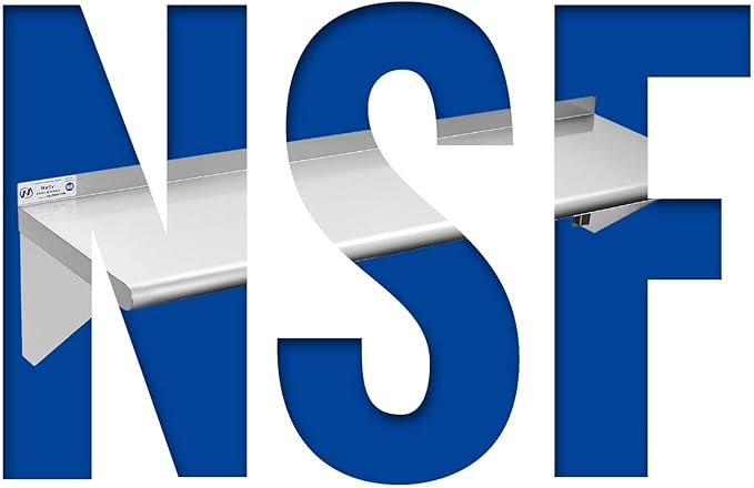 Hally Stainless Steel Shelf 12 x 60 Inches 315 lb, NSF Commercial Wall Mount Floating Shelving for Restaurant, Kitchen, Home and Hotel