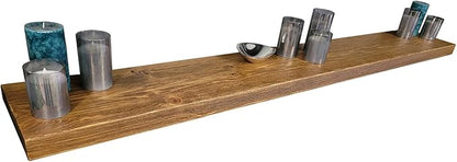 joelsantiques 72 Inch Wooden Floating Shelves for Wall - 72x10x2 in - Made of Natural Wood - Long Heavy Duty Rustic Wall Shelves for Bedroom - Perfect for Living Room, Kitchen - Medium Brown