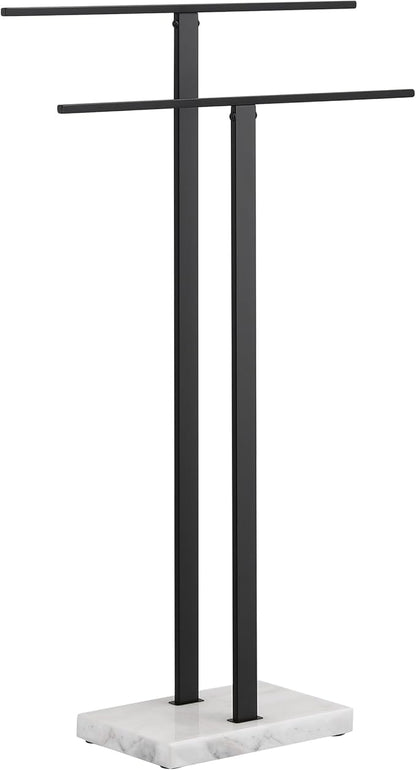 KES Standing Towel Rack, 2-Tier Towel Racks for Bathroom Freestanding with Marble Base, Upgrade Steady Design, SUS304 Stainless Steel Matte Black, BTH217-BK