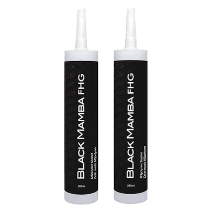 Black Mamba FHG High Tack Adhesive - MS Polymer Sealant, Extreme Temperature Resistant, Paintable, Solvent-Free, Heavy Duty Construction Adhesive - Black - 2 Pack