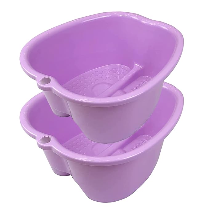 Foot Soaking Bath Basin, Large Size Feet Massager Tub, At Home Spa Pedicure Treatment (Purple)