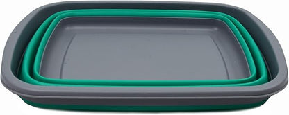 SAMMART 10L (2.6 Gallons) Collapsible Tub - Foldable Dish Tub - Portable Washing Basin - Space Saving Plastic Washtub (Dark Grey/Bluish-Green, 1)