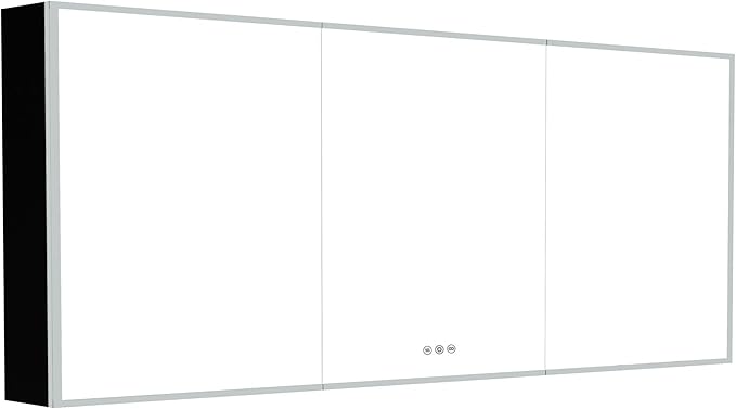 LED Medicine Cabinet Mirror, 60”W x 36”H Bathroom Medicine Cabinets with Defogger, Dimmer, Outlets & USB, Wall Mounted